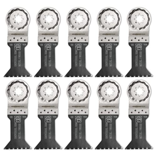 Picture of FEIN POWER TOOLS INC 63502152290 Fein Starlock Plus E-Cut Universal Saw Blade - Precision Cutting for Wood, Drywall & Plastics, Bimetal with Wavy Universal Teeth, 1-3/4" Medium Width, 2 3/4" Length, 10-Pack - 63502152290 (EA)