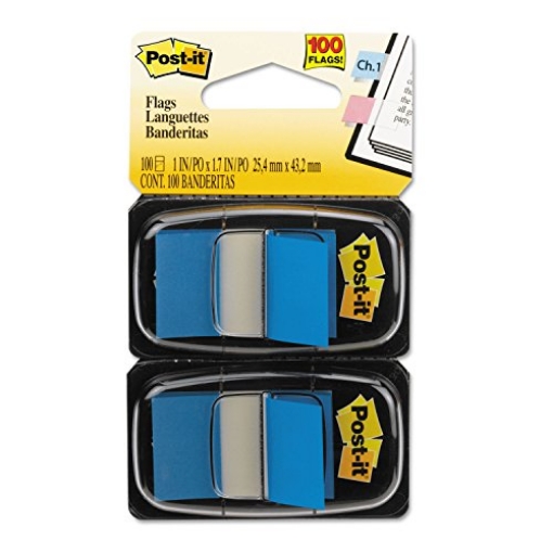 Picture of 3M COMM 680-BE2 3M 680BE2 Post-It Page Flags in Dispenser, 1-Inch Size, Blue, 100 Flags/Pack (PK-100-EA)