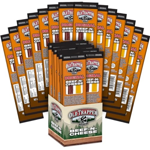 Picture of OLD TRAPPER SMOKED PRODUCTS INC 30114T Old Trapper Beef-N-Cheese, Original 1.3-Ounce Individual Package, Savory Beef Stick and American Cheese Snack Pack, Great Snack for Lunch Boxes or Between Meals (Pack of 14) (PK-14-EA)