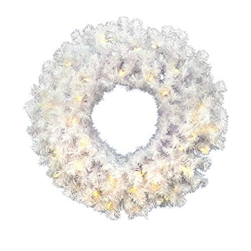 Picture of Vickerman A805825LED Vickerman 24" Crystal White Spruce Artificial Christmas Wreath, Warm White LED Mini Lights - Faux Spruce Christmas Wreath - Seasonal Indoor Home Decor (EA)