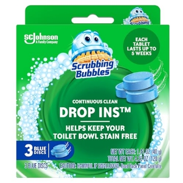 Picture of JOHNSON SC & SONS INC 70480 Scrubbing Bubbles Toilet Tablets, Continuous Clean Toilet Drop Ins, Helps Keep Toilet Stain Free and Helps Prevent Limescale Buildup, 3 Count, Pack Of 1 (PK-6-EA)