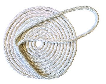 Picture of TOMMY DOCKS PRODUCTS LLC TD-20301 Tommy Docks 15 ft Dock Line with 4,400 lb Break Strength - 3/8 in Thick Double Braided Nylon Marine Rope Accessory - 12 in Eye Splice for Docking Boats and Yachts - White (EA)
