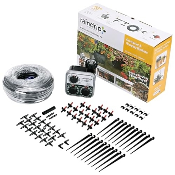 Picture of Rain Drip R560DP Raindrip R560DP Drip Watering System, Automatic Drip Irrigation System with Timer for Containers and Hanging Baskets, Waters up to 20 Plants, Includes 20 Drippers, Black (EA)