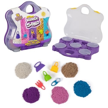 Picture of SPIN MASTER 6069784 Kinetic Sand, Variety Case with 2lbs Play Sand (Beach, Neon & Shimmer) & 5 Tools, Reusable Storage, Sensory Toys for Kids Ages 3 and up (EA)