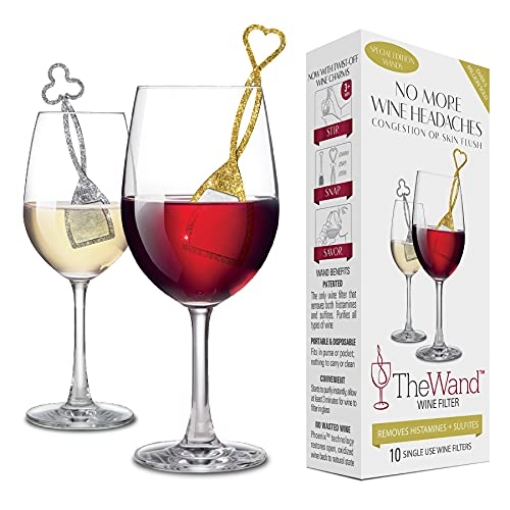 Picture of PUREWINE INC VINO10SGSM PureWine Wand Purifier Removes Histamines and Sulfites - Reduces Wine Allergies, Aerates Restoring Taste & Purity - Twist Off Wine Glass Charm Accessory Each Wand (10 Pack, Silver & Gold) (PK-8-EA)