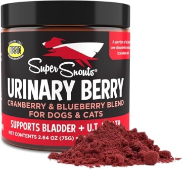 Picture of Super Snouts SSN-C40001 Super Snouts Urinary Berry Urinary Tract Supplements for Dogs & Cats, Made in USA, US & Canadian Blueberry & Cranberry Powder, UTI, Kidney Health Support, Bladder Support for Dogs (2.64 oz) (EA)