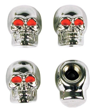 Picture of CUSTOM BUILDING PRODUCTS (FRT) 16220 Custom Accessories 16220 Chrome Skull Style Valve Cap -, Pack of 4 (EA)