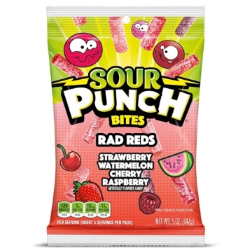 Picture of AMERICAN LICORICE COMPANY 18708 Sour Punch Bites Assorted Ragin' Reds Candy 5 oz. - Case of 12 (PK-12-EA)