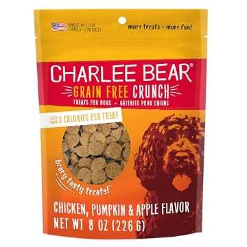 Picture of GOTT PET PRODUCTS 131301 Charlee Bear Crunch Grain Free Dog Treats, Chicken, Pumpkin and Apple, 8 Ounce Resealable Bag, Low Calorie Training Treats for Dogs, Limited Ingredient, Healthy, Crunchy Dog Snacks, Made in USA (EA)