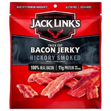 Picture of JCK 10000017288 Jack Link's Bacon Jerky, Hickory Smoked - Flavorful Ready to Eat Meat Snack with 11g of Protein per Serving, Made with 100% Thick Cut Real Bacon, Protein Snack, Keto Friendly, 2.5 oz. (PK-8-EA)