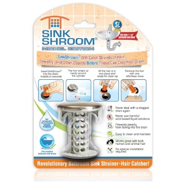 Picture of SINKSHROOM SSNE425 SinkShroom Revolutionary Bathroom Sink Drain Protector Hair Catcher, Strainer, Snare, Nickel Edition (EA)