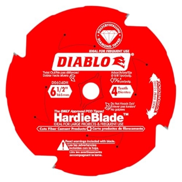 Picture of Diablo D0604DHA Diablo PCD Fiber Cement HardieBlade with Non-Stick Perma-Shield Coating - 6-1/2" Diameter, 4 TCG Teeth, 5/8" Arbor, 10000 Max RPM - D0604DHA (EA)