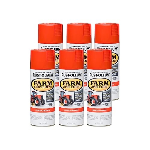 Picture of Rustoleum 280142 Rust-Oleum 280142-6PK Farm & Implement Spray Paint, 12 oz, Kubota Orange, (Pack of 6) (PK-6-EA)