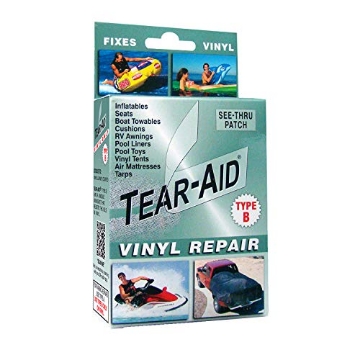 Picture of AIRHEAD AHTR-1B TEAR-AID Vinyl Repair Kit, Type B Clear Patch for Vinyl-Coated Materials, Works on Tents, Awnings, Air Matresses, Pool Liners and More, Green Box, Single Pack (EA)