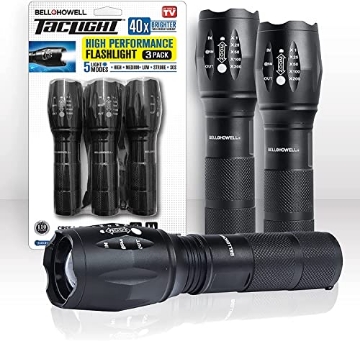 Picture of BELL+HOWELL(R) 7000 Taclight Flashlight by Bell+Howell High Lumens LED Tactical Flashlight 5 Modes & Zoom Function 40X Brighter Water Proof Handheld Flashlight for Emergency Camping Accessories As Seen On TV Set of 3 (EA)
