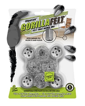 Picture of CBD CONSOLIDATED LLC CB184 Slipstick GorillaFelt Chair Leg Floor Protectors for Hardwood Floors, Clear Sleeve Felt Pads for Furniture That Stay On, Fits Round & Square Legs, Includes 8 Premium Transparent Chair Socks, CB184 (EA)
