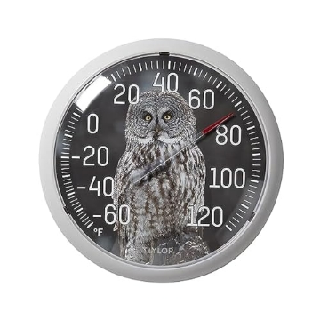 Picture of TAYLOR PRECISION PRODUCTS 5307061 Taylor Nature Series Indoor Outdoor Owl Thermometer, Easy to Read Wall Decor for Patio, Pool, Yard, Garden or Garage, 13.25 Inch, Gray Bezel (PK-4-EA)