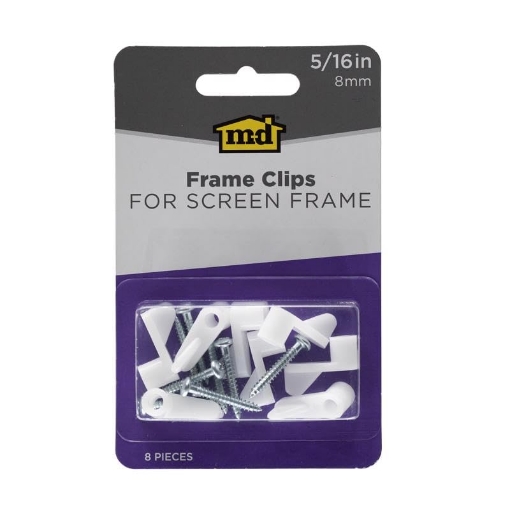 Picture of M-D BUILDING PRODUCTS 14169 M-D Building Products White Screen Frame Clip 8 pc. - Case of: 10;10 (PK-10-EA)