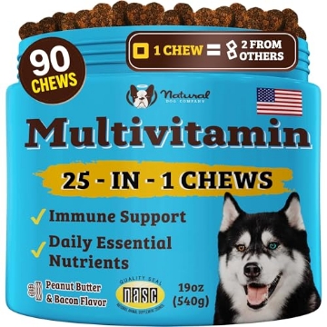 Picture of ELEMENTS BRANDS LLC SC-MLTX-90 Natural Dog Company 25-in-1 Multivitamin for Dogs – Vet-Formulated Soft Chews for Puppies, Adults & Seniors, Supports Joints, Skin, Coat, Immune & Heart Health, NASC Certified, 90 Count (EA)