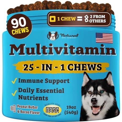 Picture of ELEMENTS BRANDS LLC SC-MLTX-90 Natural Dog Company 25-in-1 Multivitamin for Dogs – Vet-Formulated Soft Chews for Puppies, Adults & Seniors, Supports Joints, Skin, Coat, Immune & Heart Health, NASC Certified, 90 Count (EA)