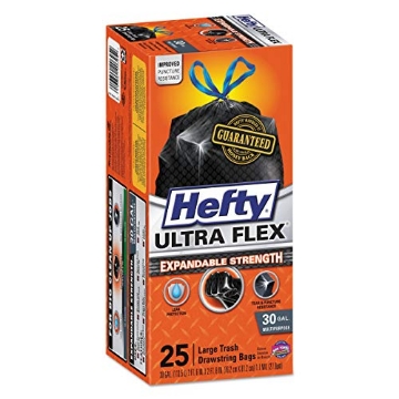 Picture of Hefty E80627 Hefty E80627 Ultra Flex Waste Bags, 30 gal, 1.05 mil, 6-Inch w x 2.1-Inch h, Black, 150/Carton (CT-6-PK)