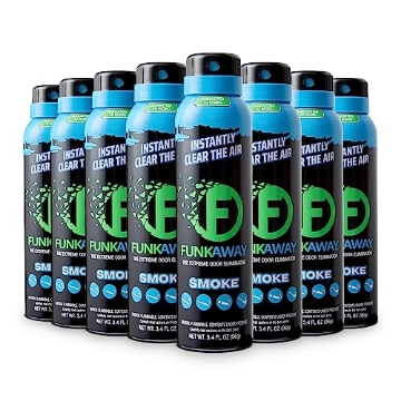 Picture of FUNKAWAY FASM3.4 FunkAway Smoke Odor Eliminator Spray for Air, 3.4 oz., 8 Pack, Eliminates Extreme Cigarette, Cigar and Campfire Smoke Odors, Instantly Refresh Smoky Air (PK-8-EA)