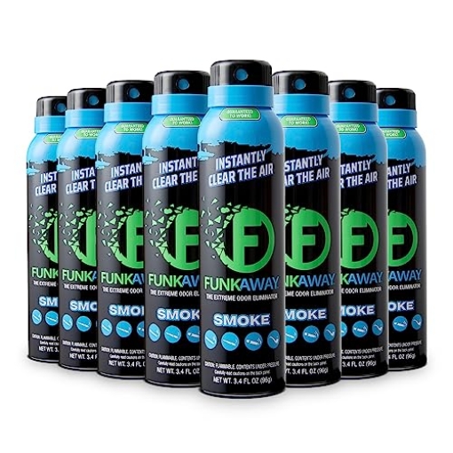 Picture of FUNKAWAY FASM3.4 FunkAway Smoke Odor Eliminator Spray for Air, 3.4 oz., 8 Pack, Eliminates Extreme Cigarette, Cigar and Campfire Smoke Odors, Instantly Refresh Smoky Air (PK-8-EA)