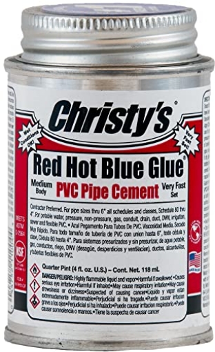 Picture of Christmas Time 505200 Christy's Red Hot Blue Glue PVC Cement - Medium Body, Very Fast Set, Low-VOC, 1/4 Pint (4 fl oz) (EA)