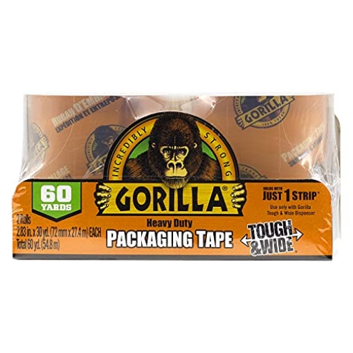 Picture of GORILLA 6030402 Gorilla Tough & Wide Packing Tape, Clear Tape, 2.83" x 30 Yd, 2 Rolls (Pack of 1) - For Moving, Shipping and Storage (PK-2-EA)