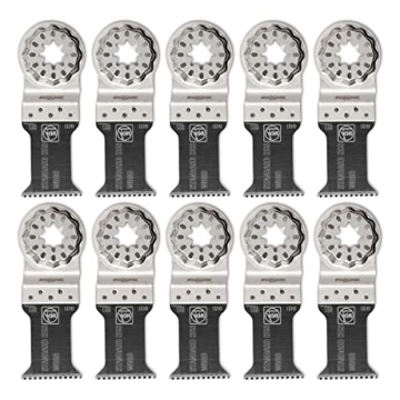 Picture of FEIN POWER TOOLS INC 63502133290 Fein Starlock E-Cut Standard Saw Blade - Precision Cutting for Very Clean Cuts on Wood, Drywall & Plastics with Set Teeth, 1-3/8" Medium Width, 2" Length, 10-Pack - 63502133290 (EA)