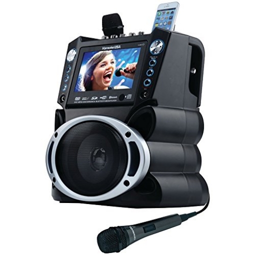 Picture of JSKARAOKE  Karaoke USA Portable Karaoke Machine – Bluetooth Karaoke Speaker with 4.3" Color TFT Screen, CDG/MP3G Playback, LED Party Lights, Built-In Rechargeable Battery, Recording Function (EA)