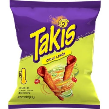 Picture of TAKIS BAR48116 Takis Blue Heat, Hot Chili Pepper Flavored Extreme Spicy Rolled Tortilla Chips Snack Size Bag (PK-6-EA)