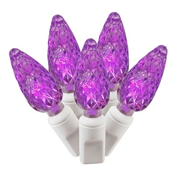 Picture of Vickerman X4W8106 Vickerman 100 Light C6 LED Light Set Purple Lights on White Wire (EA)