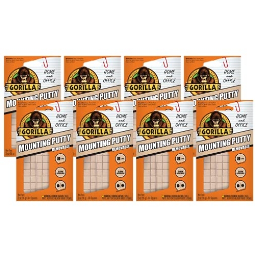 Picture of GORILLA 102745 Gorilla Mounting Putty, Natural Tan Color, 84 Pre-Cut Squares (Pack of 8) - Non-Toxic Removable & Repositionable Wall Putty (PK-8-EA)