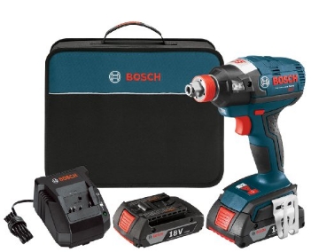 Picture of BOSCH SECURITY SYSTEMS, INC IDH182-02 Bosch IDH182-02 Cordless Impact Driver - 18-Volt Lithium Ion Brushless Tool Kit with (2) 2.0Ah Lithium Ion Batteries, Charger and Carrying Case, Blue (EA)