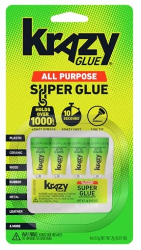 Picture of Krazy Glue KG58248SN Krazy Glue All Purpose Super Glue Gel with Precision Tip, 0.5g/4 Tubes, Fast Drying No-Run Gel Formula for Household Repairs, School, Office Crafts & DIYs, Bonds Plastic, Wood, Metal, Ceramic & More (PK)