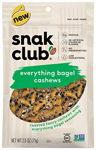 Picture of CENTURY SNACKS LLC 1721173 Snak Club Everything Bagel Cashews, 2.5 Ounce (PK-6-EA)