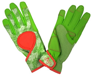 Picture of DIGZ 7652-23 DIGZ 7652 Signature High Performance Women's Gardening Gloves, Work Gloves with Touchscreen Compatible Fingertips, Green Leaves Pattern, Medium (EA)