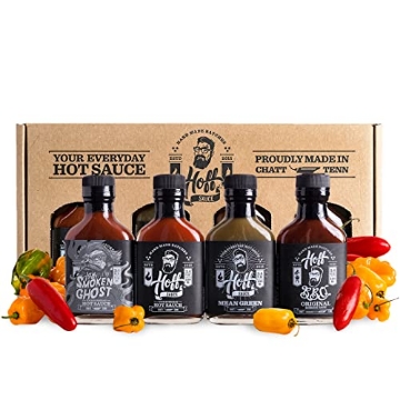 Picture of HOFF AND PEPPER CO LLC 00850002245073 Hoff Sauce Hot Sauce Gift Set 4-Pack Mini Hot Sauce Bottles of Handmade Tennessee Hot Sauces and BBQ Sauce Gift Set for Grilling and Seasoning (EA)