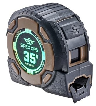 Picture of SPEC OPS SPEC-PTM35-F Spec Ops Tools 35-Foot Elite Series Tape Measure, 1 1/4" Double-Sided Blade, Includes Fractional Markings, 12 Feet of Stand Out, Military-Grade Composite Case, 3% Donated to Veterans (EA)