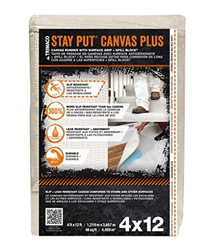 Picture of Trimaco 4328 Trimaco 04328 Slip Resistant Dropcloth Stay Put Canvas Plus Drop Cloth, 4-feet x 12-feet (EA)