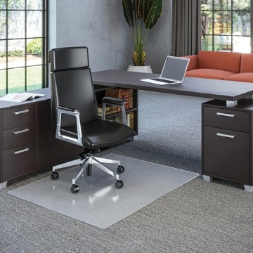 Picture of DEFLECTO CM11442FPC Deflecto Polycarbonate EconoMat, Clear Chair Mat, All Carpet Types Use, Rectangle, Straight Edge, 46" x 60", Clear (EA)