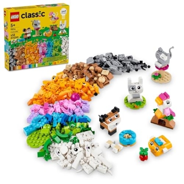 Picture of Lego 11034 LEGO Classic Creative Pets, Building Brick Animals Toy, Kids Build a Dog, Cat, Rabbit, Hamster and Bird, Gift for Animal-Loving Boys and Girls Aged 5 and Up, Great Build Together Toy, 11034 (EA)