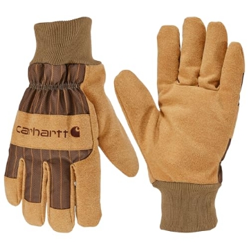 Picture of PYRAMEX SAFETY PRODUCTS LLC GW0827MBRNSTR-L Carhartt Men's Insulated Synthetic Suede Knit Cuff Glove, Brown RR Stripe, Large (EA)