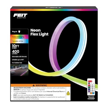 Picture of FEIT ELECTRIC CO NF10/CHASE Feit Electric 10ft Outdoor Color & Tunable White Neon Flex Light, Dimmable, Bendable Strip with Remote Control, Chasing Effects, Plug-in, Linkable up to 20ft, Ideal for Decks & Patios, NF10/CHASE (EA)