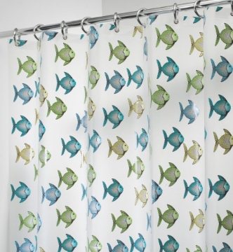 Picture of IDESIGN 27780 InterDesign 27780 Shower Curtain, Blue/Green Fish, Clear, 72 x 72-in. - Quantity 1 (EA)