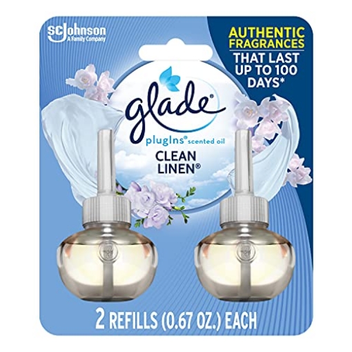 Picture of Glade 14384 Glade PlugIns Refills Air Freshener, Scented and Essential Oils for Home and Bathroom, Clean Linen, 1.34 Fl Oz, 2 Count (PK-6-EA)