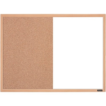 Picture of Quartet 35-380402Q Quartet Combination Whiteboard & Corkboard, 23" x 17", Combo White Board & Cork Board, Oak Finish Frame (35-380402Q) (EA)