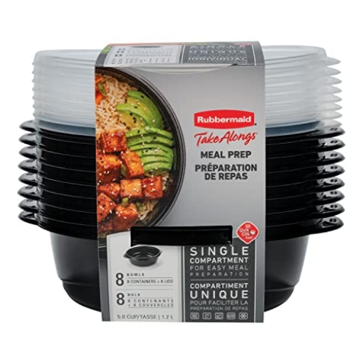 Picture of RUBBERMAID COMMERCIAL 2077545 Rubbermaid TakeAlongs Food Storage Containers, 5 Cup, 8 Pack, Black (EA)