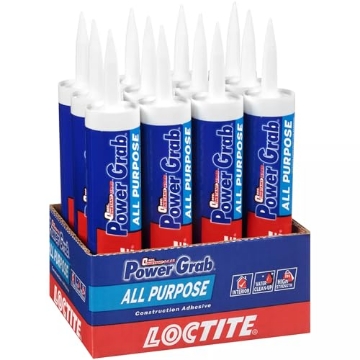 Picture of Loctite 2022554 Loctite Power Grab Express All Purpose Construction Adhesive, 9 fl oz Cartridge, 12 Pack - Versatile Construction Glue for Cement, Tile, Wall & More (PK-12-EA)